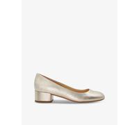 Dune Womens Gold-leather Bracket Comfort Block-heel Suede Heeled Courts Eur 37 / 4 Uk Women