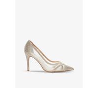 Dune Womens Gold-synthetic Bridged Rhinestone-embellished Mesh and Woven Courts Eur 39 / 6 Uk Women