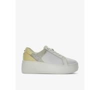 Dune Womens Lemon-leather Elusive Rhinestone-embellished Leather Flatform Low-top Trainers Eur 38/5 Uk Women