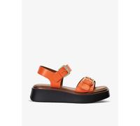 Dune Womens Orange Leather Loells Buckled Flatform Sandals Eur 38/5 Uk Women