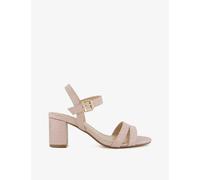 Dune Womens Rose Gold-fabric Merisa Wide-fit Block-heel Woven Sandals Eur 37 / 4 Uk Women