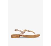 Dune Womens Rose Gold Leather Larva Gem-embellished Sandals Eur 41 / 8 Uk Women