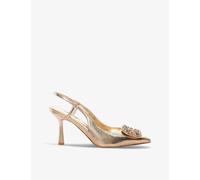 Dune Womens Rose Gold-synthetic Calenna Brooch-embellished Heeled Faux-leather Slingbacks Eur 36 / 3 Uk Women