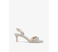 Dune Womens Rose Gold-synthetic Madelines Crystal-embellished Woven Heeled Sandals Eur 37 / 4 Uk Women