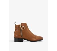 Dune Womens Tan-leather Pepi Buckle-embellished Leather Heeled Ankle Boots Eur 36 / 3 Uk Women