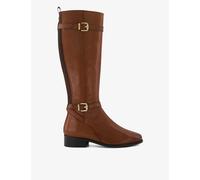 Dune Womens Tan-leather Tepi Buckle-embellished Leather Knee-high Boots Eur 40 / 7 Uk Women