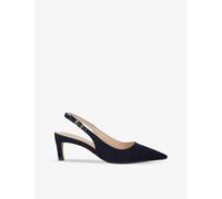 Dune Womens Vy Denim Fabric Celinna Kitten-heel Leather Slingbacks Eur 41 / 8 Uk Women
