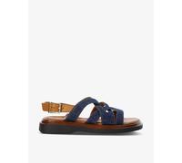 Dune Womens Vy-denim Fabric Leebra Cross-strap Suede Flatform Sandals Eur 40 / 7 Uk Women