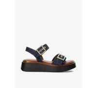 Dune Womens Vy-denim Fabric Loells Denim-strap Woven Flatform Sandals Eur 37 / 4 Uk Women