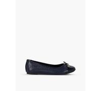 Dune Womens Vy Reptile Synthetic Hallo Charm Bow-embellished Leather Ballet Pumps Eur 39 / 6 Uk Women