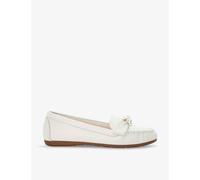 Dune Womens White-leather Grovers Bow-detail Leather Loafers Eur 38/5 Uk Women
