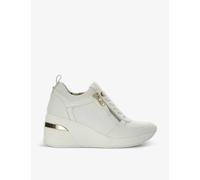 Dune Womens White-synthetic Reptile Eilin Zip-embellished Faux-leather Wedge Trainers Eur 40 / 7 Uk Women