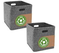 DuneDesign 100% Recycled Felt: 2 Cube Storage Boxes 33x33x33 - Compatible with IKEA Kallax Shelf - Foldable Storage Cubes Cupboard Storage Boxes Laundry Baskets Bookshelf Insert Box Open Storage Boxes