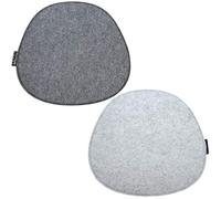 DuneDesign 2 Oval Felt Cushions for Designer Chairs 40x37cm Warm 8mm Thin Reversible Grey