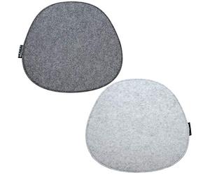 DuneDesign 2 Oval Felt Cushions for Designer Chairs 40x37cm Warm 8mm Thin Reversible Grey
