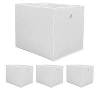 DuneDesign 4 Kallax Storage Boxes - 33x38x33 Fabric Cubes with Handle - Foldable Box Inserts White