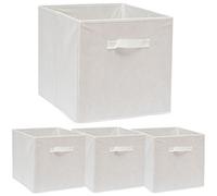 DuneDesign 4 Kallax Storage Boxes - 33x38x33 Fabric Cubes with Handle - Foldable Box Inserts White