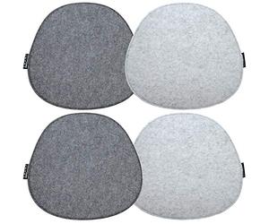 DuneDesign 4 oval Felt Cushions for chairs 40x37cm warm 8mm thin reversible Grey