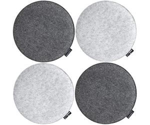 DuneDesign 4 round Felt Cushions for chairs Ø 35 x 3 cm warm reversible Grey