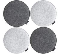 DuneDesign 4 Round Felt Cushions for Designer Chairs Ø 35x3 cm Soft Warm Reversible Grey