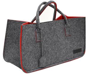 DuneDesign Artificial Felt Bag 50x25x25cm for shopping wood 25Kg Grey Red