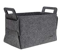 DuneDesign Basket 25L, Grey Fabric, Rectangular Storage Basket, 37x24x37cm, Portable, Foldable, Sturdy, Lightweight, Washable