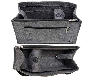 DuneDesign Felt Handbag Organiser 30x12x17cm Felt Bag Insert L Inner Pocket Grey
