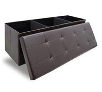 DuneDesign Foldable Ottoman Storage Box 110 cm - Faux Leather Sofa Stool up to 250kg - 120L Big Storage Box - End of Bed Storage Chest Trunk - Footstool Coffee Table Large Blanket Box Bedding Box