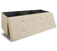 DuneDesign Foldable Ottoman Storage Box 110 cm - Faux Leather Sofa Stool up to 250kg - 120L Big Storage Box - End of Bed Storage Chest Trunk - Footstool Coffee Table Large Blanket Box Bedding Box