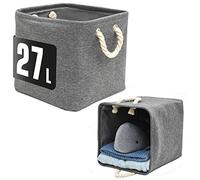 DuneDesign Set of 2 Cube Storage Boxes 30x30x30 - Compatible with IKEA Kallax - Foldable Storage Cubes Wardrobe Storage Boxes Kids Storage Cubes Nursery Storage Boxes Open Storage Bins Grey Shelf Box