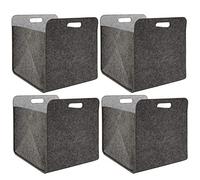 DuneDesign Set of 4 Felt Storage Box 33x33x38cm Kallax Felt Basket Shelf Insert Cubes Grey