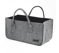 DuneDesign Up to 25kg: Heavy Duty Felt Storage Bag - 50x25x25 Extra Thick Foldable Felt Bag for Shopping Bag - Felt Log Basket Felt Fireplace Wood Basket - Large Shopping Basket Felt Firewood Basket