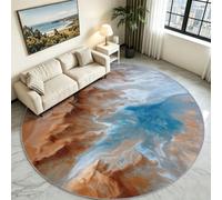 Dunes Salt Flats Landscapes Round Rug, 90cm Washable Rug Soft | Aerial Watercolour Circle Carpet Design Non-Shedding, and Machine Washable Carpet for Living room, bedroom and table corner