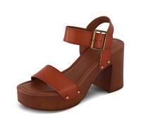 Dunes Women's Peru Faux Wood Sandal +Comfort Foam & LiteSole Technology, Wide Widths Available, Whisky, 5 UK