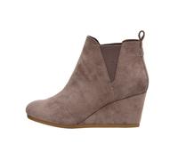 Dunes Women's Zoey Wedge Bootie Soft Vegan Suede Easy Slip-On Design Memory Foam Wide Widths Available booties for women with heel TAUPE 9