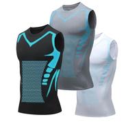 Duneva Slimming Vest Compression Shirt, Men Compression Tank Top, Ionic Compression Body Shaper Vest (UK, Alpha, S, Regular, Regular, 3pcs)
