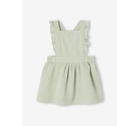 Dungaree Dress in Cotton Gauze, for Babies aqua green