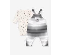 Dungarees & Bodysuit Set for Babies, PETIT BATEAU navy blue