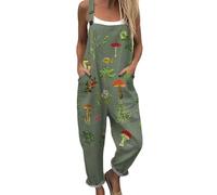Dungarees for Women UK Plus Size Bee Floral Printed Wide Leg Bib Overalls With Pockets Summer Casual Fashion Adjustable Straps Loose Fit Sleeveless Jumpsuit Suspender for Holiday Everyday