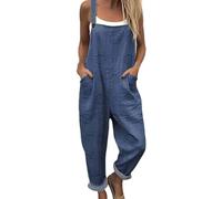 Dungarees for Women UK Plus Size Bee Floral Printed Wide Leg Bib Overalls With Pockets Summer Casual Fashion Adjustable Straps Loose Fit Sleeveless Jumpsuit Suspender for Holiday Everyday