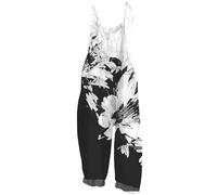Dungarees for Women UK Retro Stylish Print Jumpsuits & Playsuits Ladies Comfortable Breathable Adjustable Strap U Neck Rompers Baggy Streetwear Overalls Wide Leg Trouser
