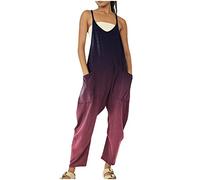 Dungarees for Women UK Summer Jumpsuit for Women UK Floral Hippy Clothes Wide Leg Baggy Playsuit Plus Size Boho Overalls with Pockets Women's Travel Clothes Harems Playsuits Tall Jumpsuit
