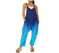 Dungarees for Women UK Summer Jumpsuit for Women UK Floral Hippy Clothes Wide Leg Baggy Playsuit Plus Size Boho Overalls with Pockets Women's Travel Clothes Harems Playsuits Tall Jumpsuit