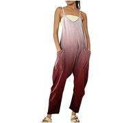 Dungarees for Women UK Summer Jumpsuit for Women UK Floral Hippy Clothes Wide Leg Baggy Playsuit Plus Size Boho Overalls with Pockets Women's Travel Clothes Harems Playsuits Tall Jumpsuit