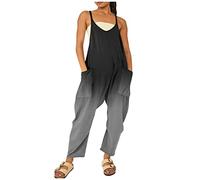 Dungarees for Women UK Summer Jumpsuit for Women UK Floral Hippy Clothes Wide Leg Baggy Playsuit Plus Size Boho Overalls with Pockets Women's Travel Clothes Harems Playsuits Tall Jumpsuit