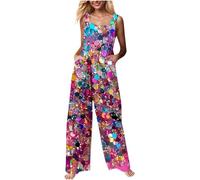 Dungarees for Women UK Warehouse Clearance Sequin Printed Suspender Jumpsuit with Pockets Loose Casual Baggy Sleeveless Overall Long Jumpsuit Playsuit Trousers Pants Romper Overalls Workwear