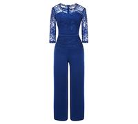 Dungarees for Women UK Women Playsuits Casual Womens for Summer Sexy Party Club Night Royal Blue Dungarees Lace Harem UK 3/4 Sleeve Panel Jumpsuit Party and Evening Overalls Romper Trousers Clearance