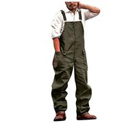 Dungarees Mens with Pockets Relaxed Fit Work Dungaree Solid Colour Baggy Workwear Bib and Brace Overalls Straight Leg Durable Jumpsuit Vintage Casual Clothes for Men Large