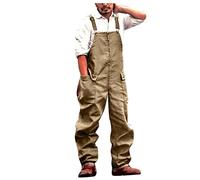 Dungarees Mens with Pockets Relaxed Fit Work Dungaree Solid Colour Baggy Workwear Bib and Brace Overalls Straight Leg Durable Jumpsuit Vintage Casual Clothes for Men Large