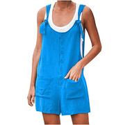 Dungarees Shorts Womens One Piece Short Pants Clearance Fashion Women Pocket Button Sleeveless Jumpsuit Solid Bodysuit Playsuit Rompers Ladies Summer Shorts Jumpsuits Playsuit 4176